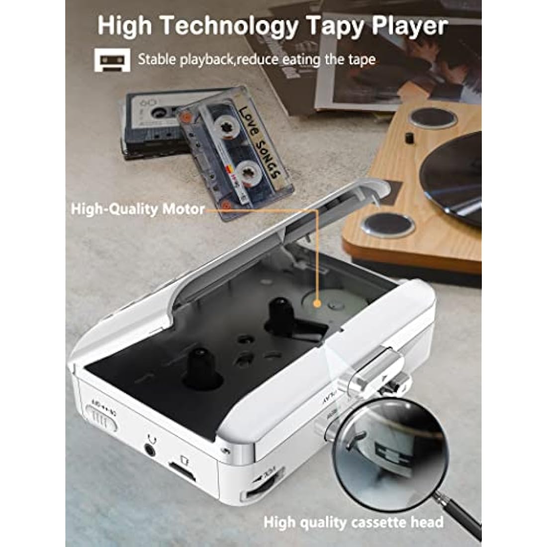 Gracioso Portable Cassette Player Recorder Converter,Cassette to MP3 via SD Card,Walkman Cassette Tape Player with 1000mah Rechargeable Battery,Built-in Microphone&Speaker,Headphone Jack,16GB SD Card