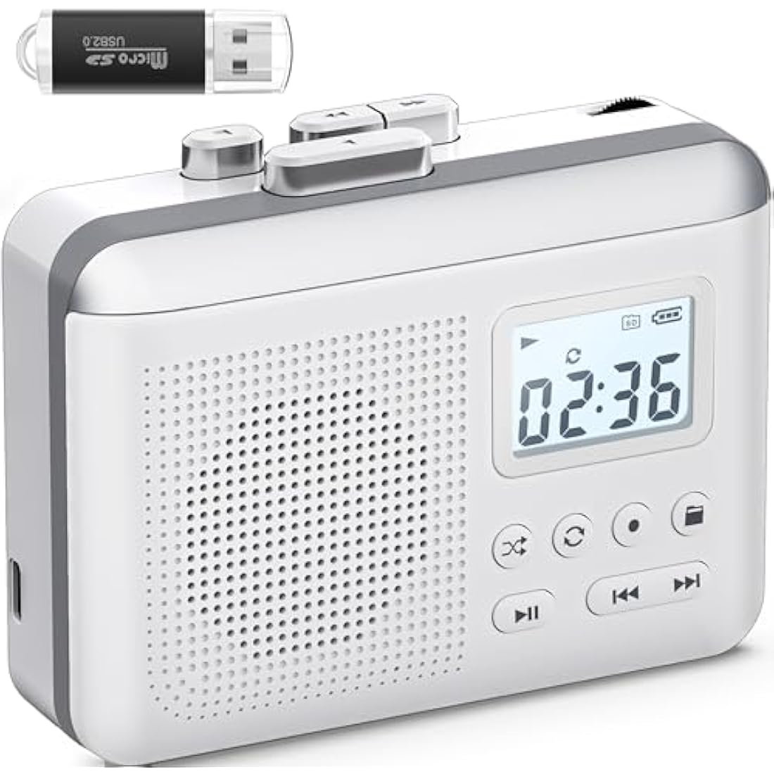 Gracioso Portable Cassette Player Recorder Converter,Cassette to MP3 via SD Card,Walkman Cassette Tape Player with 1000mah Rechargeable Battery,Built-in Microphone&Speaker,Headphone Jack,16GB SD Card