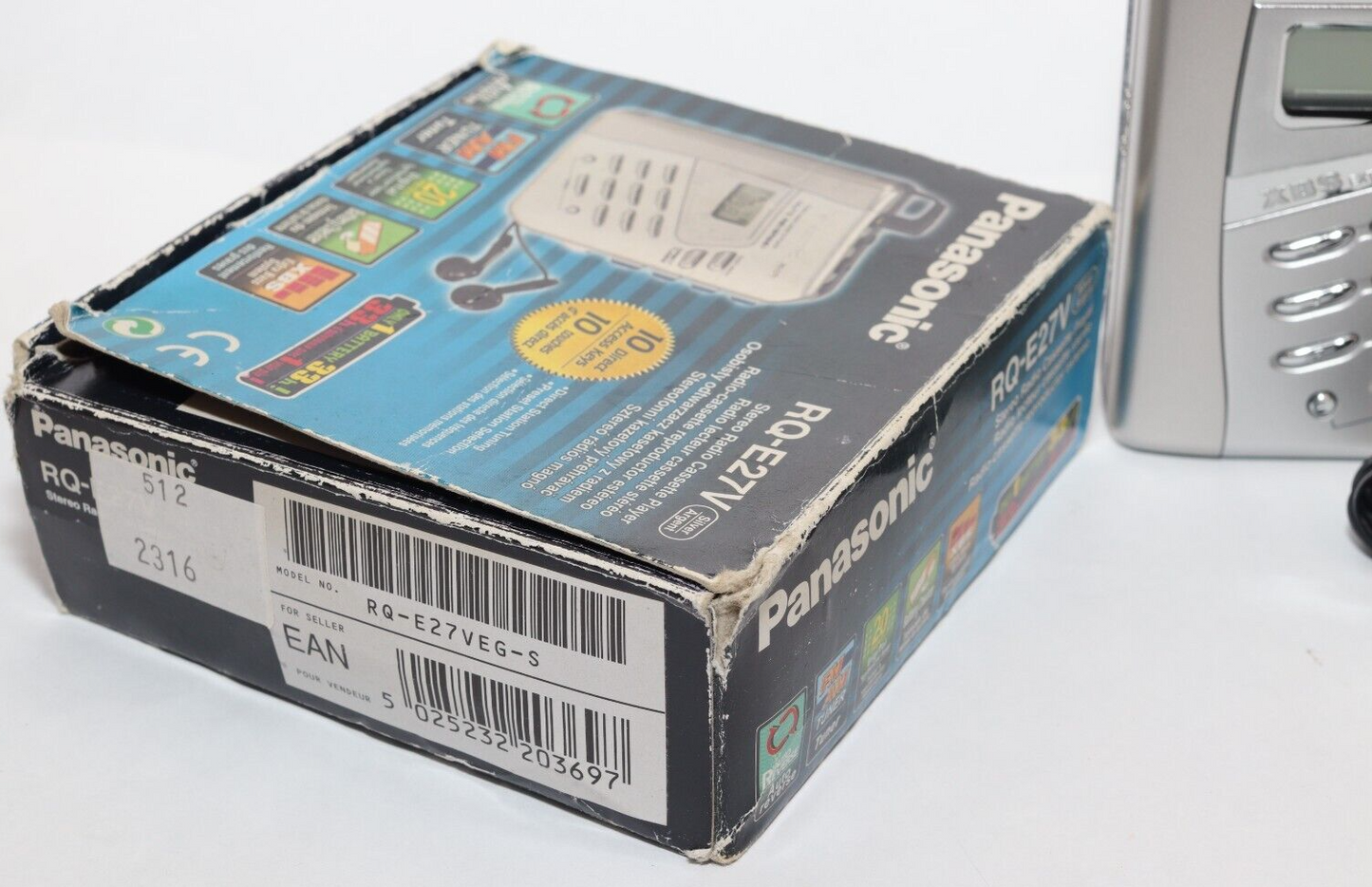 REFURBISHED - Panasonic Radio/Cassette Player RQ-E27V - In Original Box , Headphones and Documents. Serial Number: BD1JA008262 - (Fully Operational)