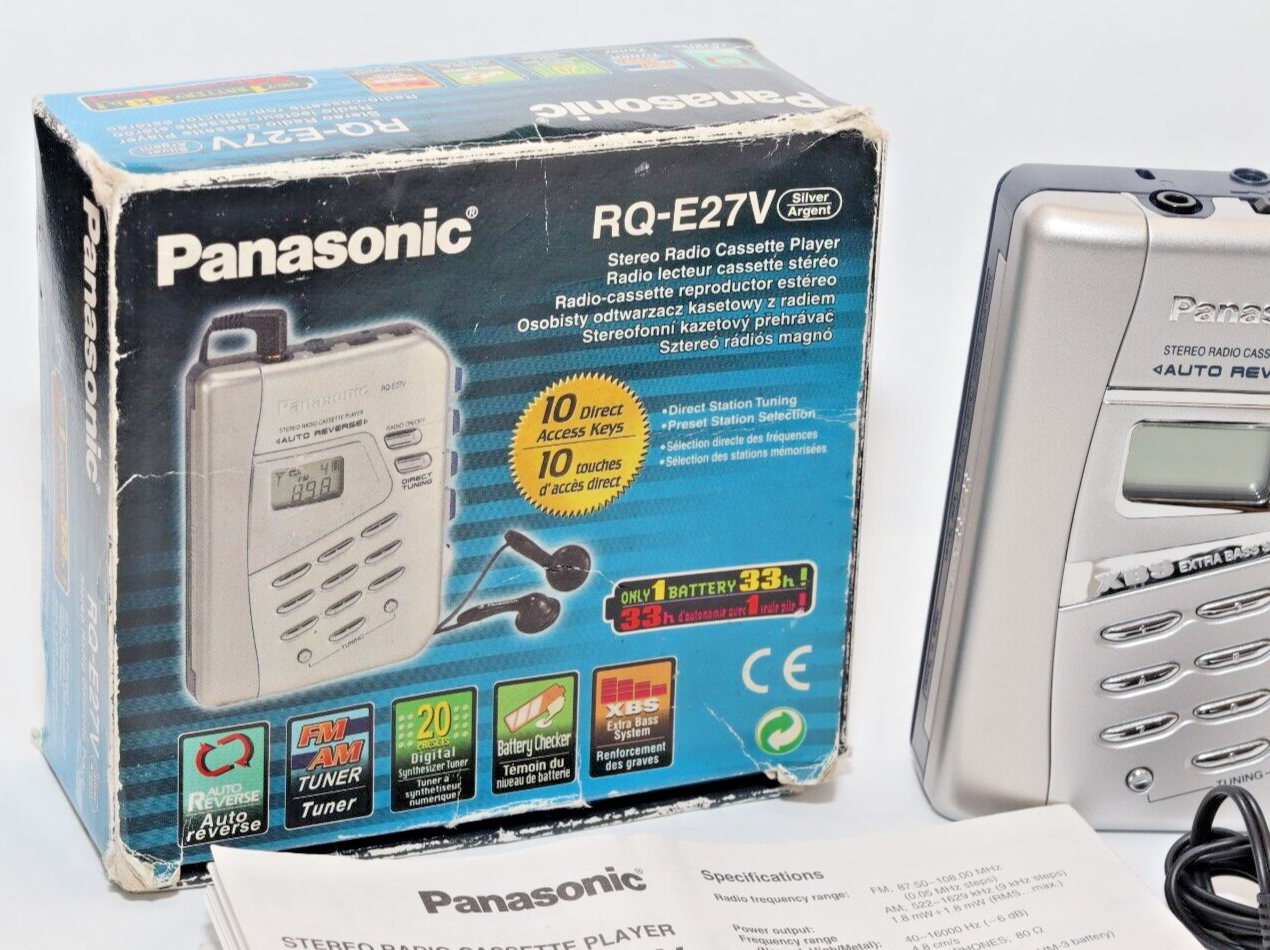 REFURBISHED - Panasonic Radio/Cassette Player RQ-E27V - In Original Box , Headphones and Documents. Serial Number: BD1JA008262 - (Fully Operational)